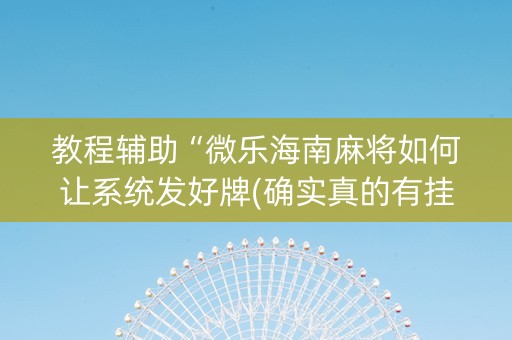 教程辅助“微乐海南麻将如何让系统发好牌(确实真的有挂)