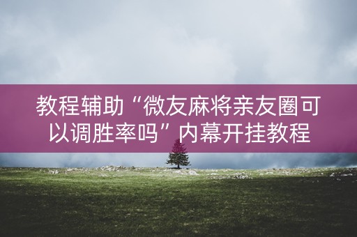 教程辅助“微友麻将亲友圈可以调胜率吗”内幕开挂教程