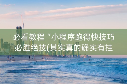 必看教程“小程序跑得快技巧必胜绝技(其实真的确实有挂)