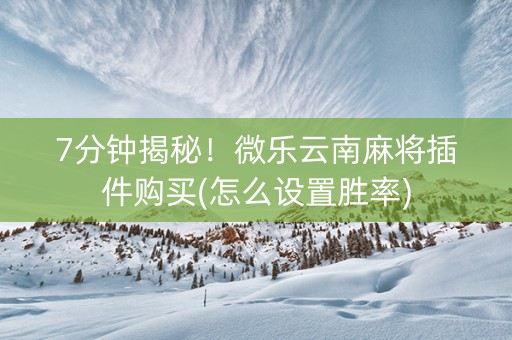 7分钟揭秘！微乐云南麻将插件购买(怎么设置胜率)