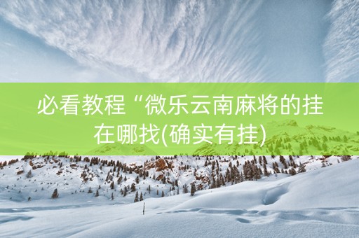 必看教程“微乐云南麻将的挂在哪找(确实有挂)
