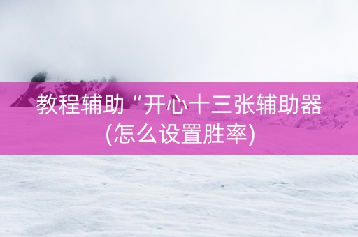 教程辅助“开心十三张辅助器(怎么设置胜率)