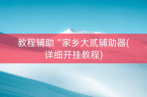 教程辅助“家乡大贰辅助器(详细开挂教程)
