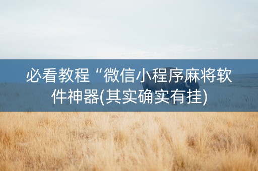 必看教程“微信小程序麻将软件神器(其实确实有挂)