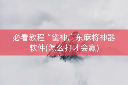 必看教程“雀神广东麻将神器软件(怎么打才会赢)