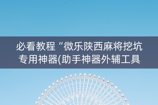 必看教程“微乐陕西麻将挖坑专用神器(助手神器外辅工具)