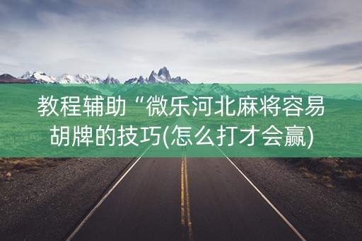 教程辅助“微乐河北麻将容易胡牌的技巧(怎么打才会赢)