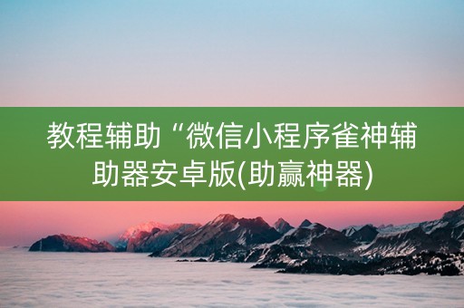 教程辅助“微信小程序雀神辅助器安卓版(助赢神器)