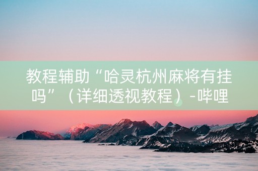 教程辅助“哈灵杭州麻将有挂吗”（详细透视教程）-哔哩哔哩