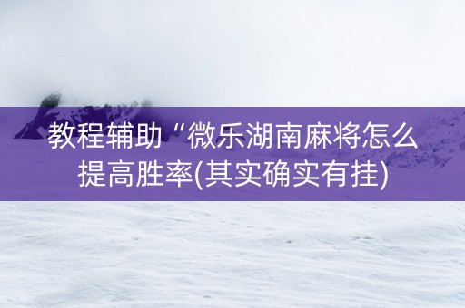 教程辅助“微乐湖南麻将怎么提高胜率(其实确实有挂)