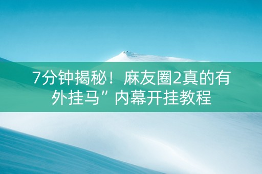 7分钟揭秘！麻友圈2真的有外挂马”内幕开挂教程