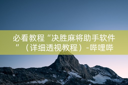 必看教程“决胜麻将助手软件”（详细透视教程）-哔哩哔哩