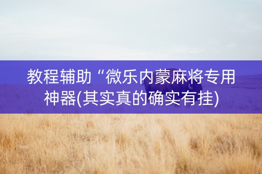 教程辅助“微乐内蒙麻将专用神器(其实真的确实有挂)