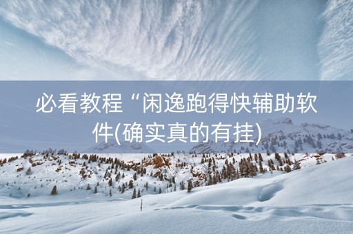 必看教程“闲逸跑得快辅助软件(确实真的有挂)