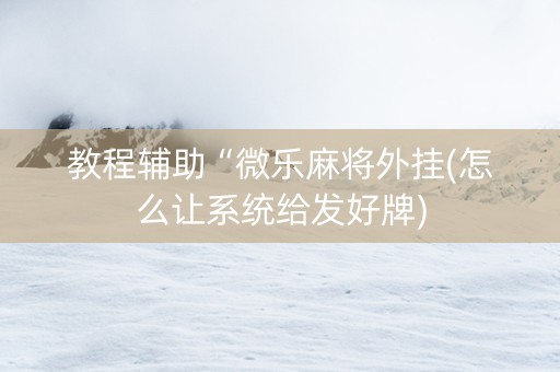 教程辅助“微乐麻将外挂(怎么让系统给发好牌)