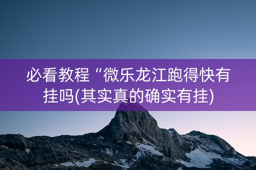 必看教程“微乐龙江跑得快有挂吗(其实真的确实有挂)