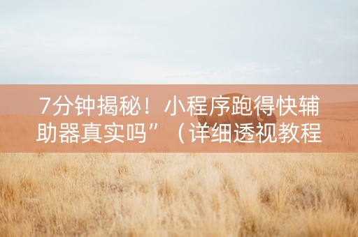 7分钟揭秘！小程序跑得快辅助器真实吗”（详细透视教程）-哔哩哔哩