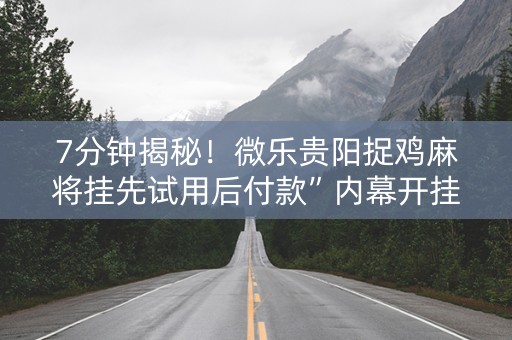 7分钟揭秘！微乐贵阳捉鸡麻将挂先试用后付款”内幕开挂教程