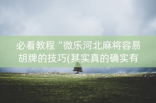 必看教程“微乐河北麻将容易胡牌的技巧(其实真的确实有挂)