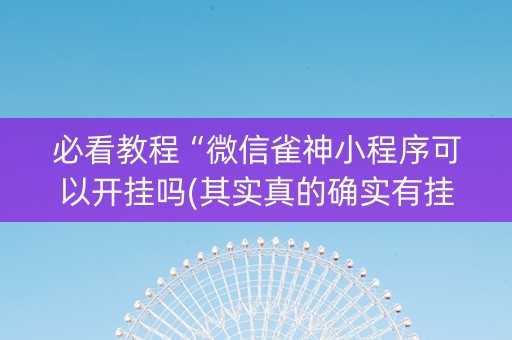 必看教程“微信雀神小程序可以开挂吗(其实真的确实有挂)