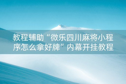 教程辅助“微乐四川麻将小程序怎么拿好牌”内幕开挂教程
