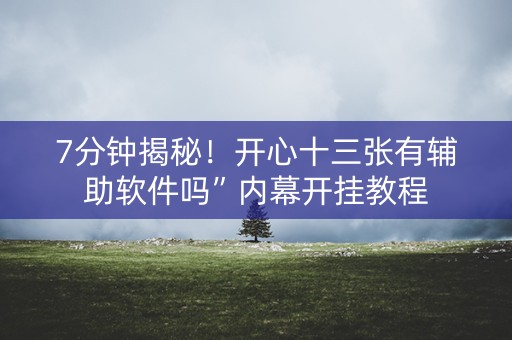 7分钟揭秘！开心十三张有辅助软件吗”内幕开挂教程