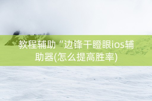 教程辅助“边锋干瞪眼ios辅助器(怎么提高胜率)