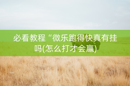 必看教程“微乐跑得快真有挂吗(怎么打才会赢)