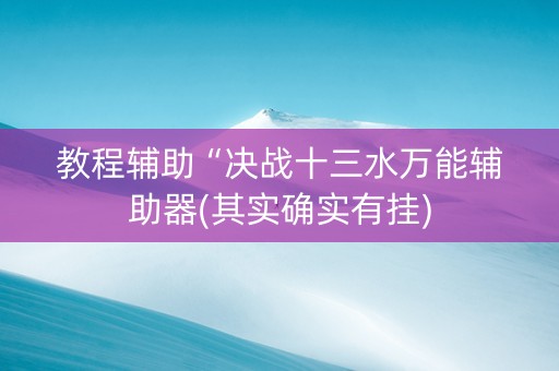 教程辅助“决战十三水万能辅助器(其实确实有挂)