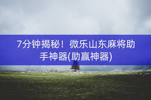 7分钟揭秘！微乐山东麻将助手神器(助赢神器)