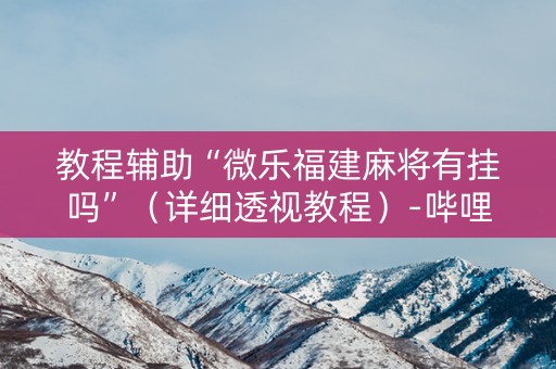 教程辅助“微乐福建麻将有挂吗”（详细透视教程）-哔哩哔哩