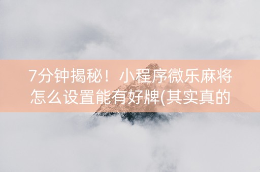 7分钟揭秘！小程序微乐麻将怎么设置能有好牌(其实真的确实有挂)