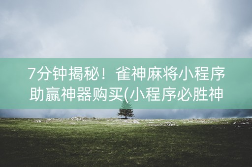 7分钟揭秘！雀神麻将小程序助赢神器购买(小程序必胜神器)