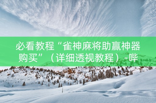 必看教程“雀神麻将助赢神器购买”（详细透视教程）-哔哩哔哩