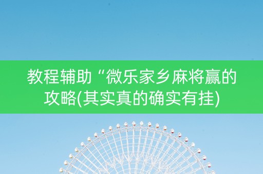 教程辅助“微乐家乡麻将赢的攻略(其实真的确实有挂)