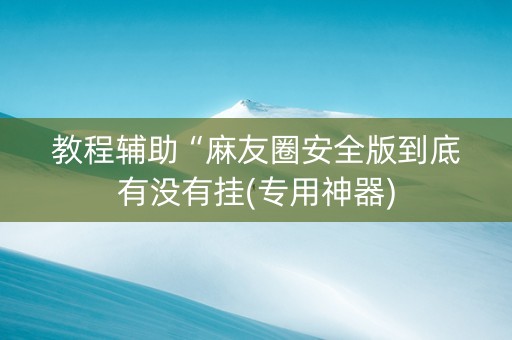 教程辅助“麻友圈安全版到底有没有挂(专用神器)