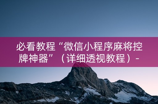 必看教程“微信小程序麻将控牌神器”（详细透视教程）-哔哩哔哩