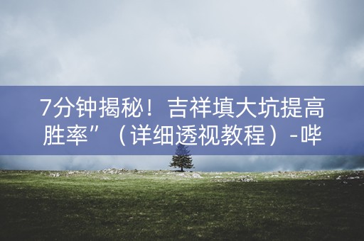 7分钟揭秘！吉祥填大坑提高胜率”（详细透视教程）-哔哩哔哩