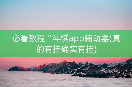必看教程“斗棋app辅助器(真的有挂确实有挂)