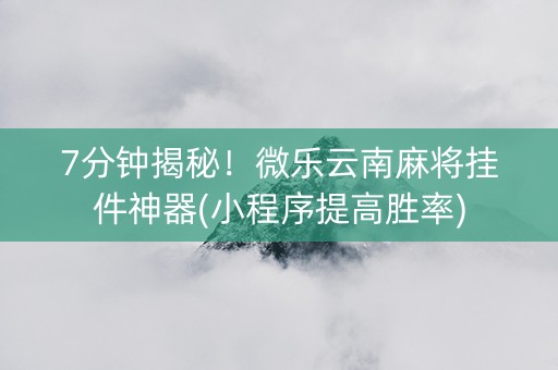 7分钟揭秘！微乐云南麻将挂件神器(小程序提高胜率)