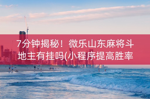 7分钟揭秘！微乐山东麻将斗地主有挂吗(小程序提高胜率)