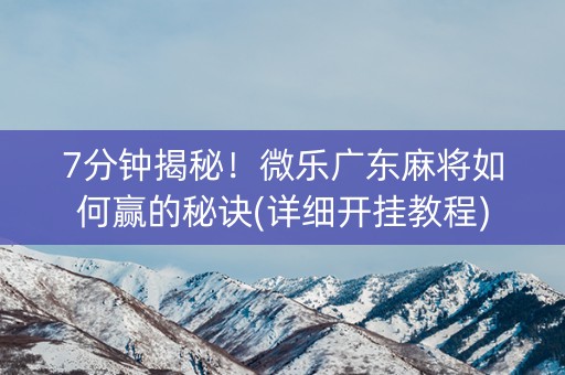 7分钟揭秘！微乐广东麻将如何赢的秘诀(详细开挂教程)