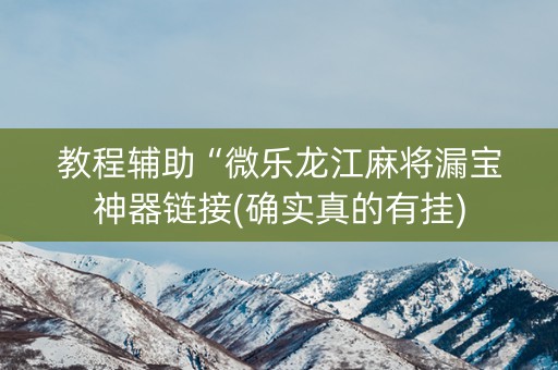 教程辅助“微乐龙江麻将漏宝神器链接(确实真的有挂)