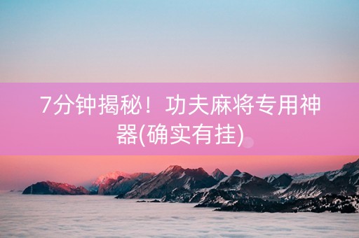 7分钟揭秘！功夫麻将专用神器(确实有挂)