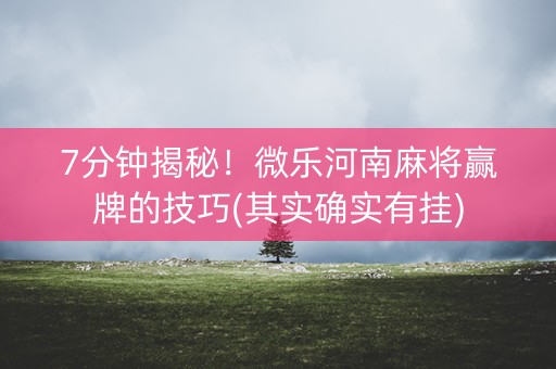 7分钟揭秘！微乐河南麻将赢牌的技巧(其实确实有挂)