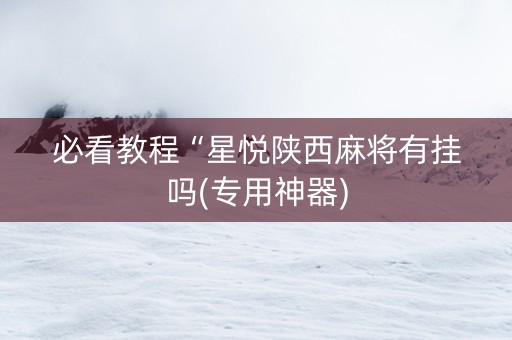 必看教程“星悦陕西麻将有挂吗(专用神器)