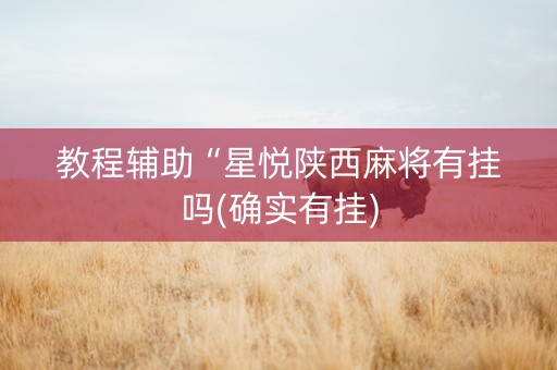 教程辅助“星悦陕西麻将有挂吗(确实有挂)