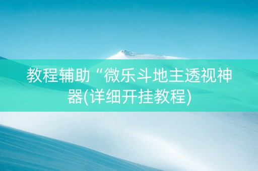 教程辅助“微乐斗地主透视神器(详细开挂教程)
