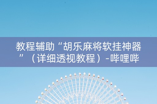 教程辅助“胡乐麻将软挂神器”（详细透视教程）-哔哩哔哩