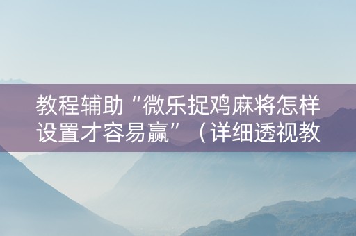 教程辅助“微乐捉鸡麻将怎样设置才容易赢”（详细透视教程）-哔哩哔哩